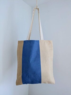 Blue Striped Tote Back