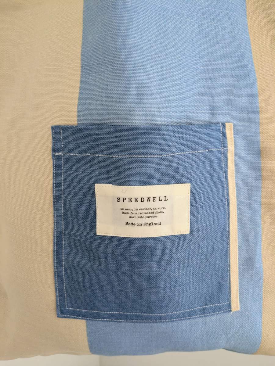 Blue Striped Tote Close