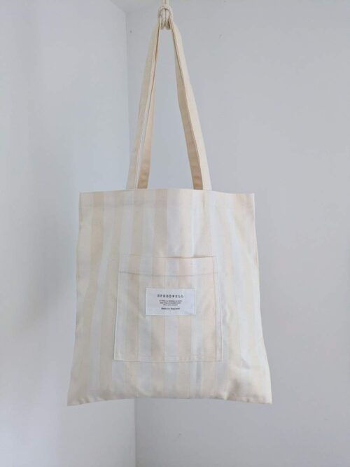 Cream Striped Twill Tote