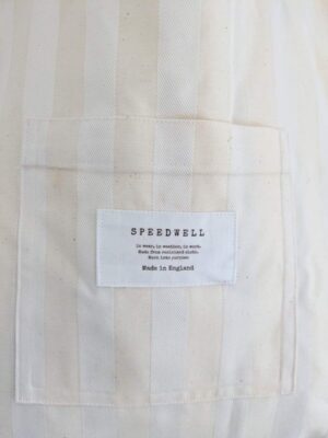 Cream Striped Twill Tote Close