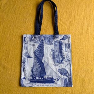 Navy Corduroy Tea Towel Tote