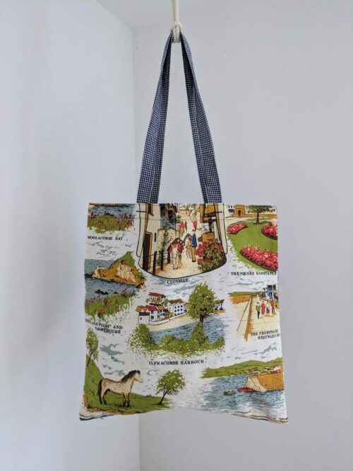 Blue Check Tote Back