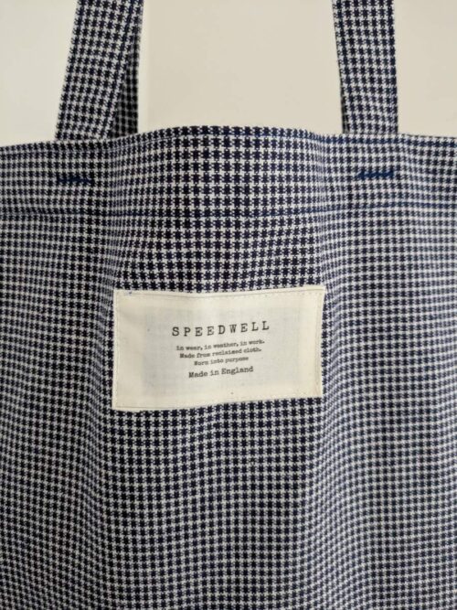 Blue Check Tote Close