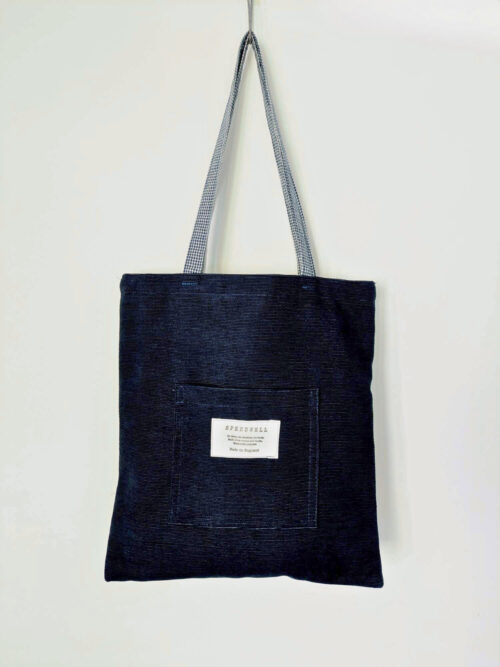 Navy Courdroy Tote Front