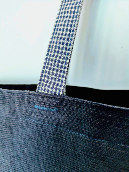 Navy Courdroy Tote Handle