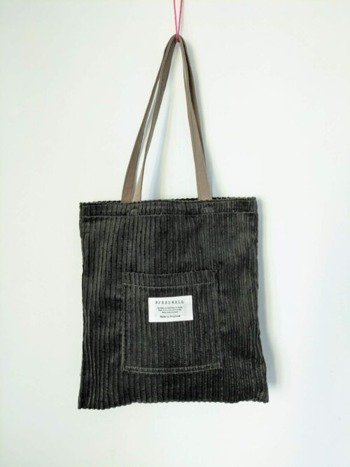 Olive Corduroy Tote Front
