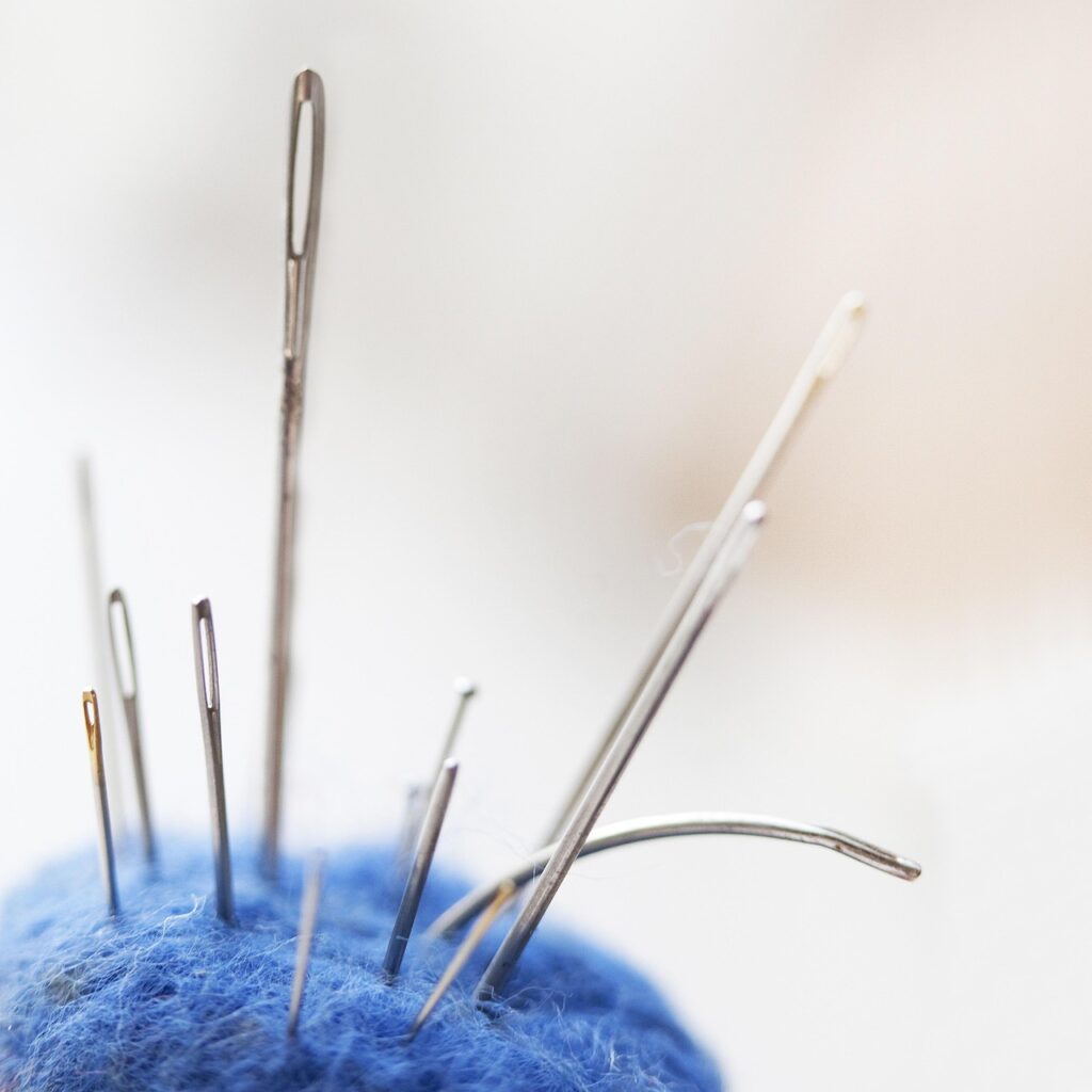 Variety of sewing needles