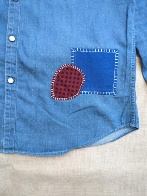 Chambray Shirt Applique Patches Close