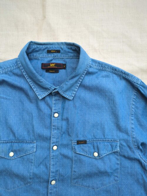 Chambray Shirt Applique Patches Collar