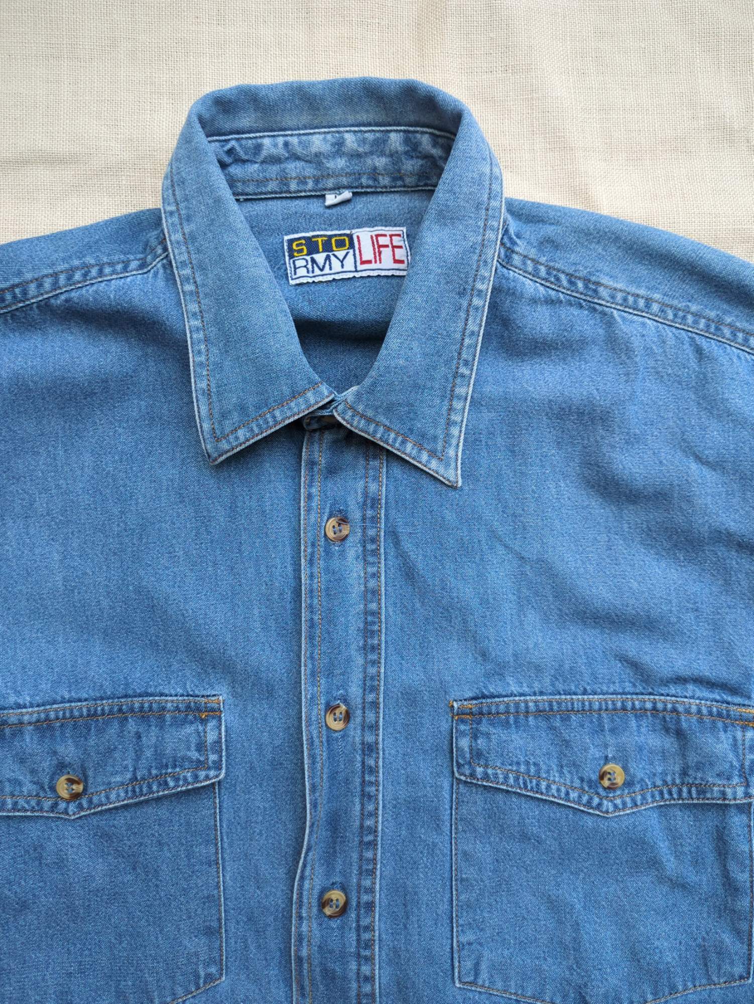 Denim Sashiko Shirt Collar